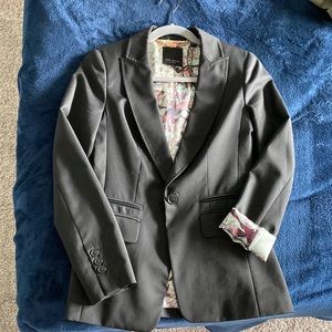 Ted Baker Black Blazer Size 1 (US size 4) satin floral lining